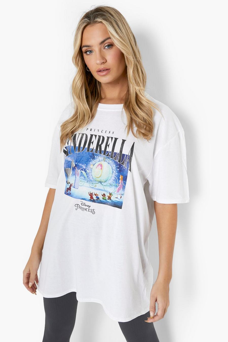 White Disney Princess Cinderella Oversized T-shirt image number 1