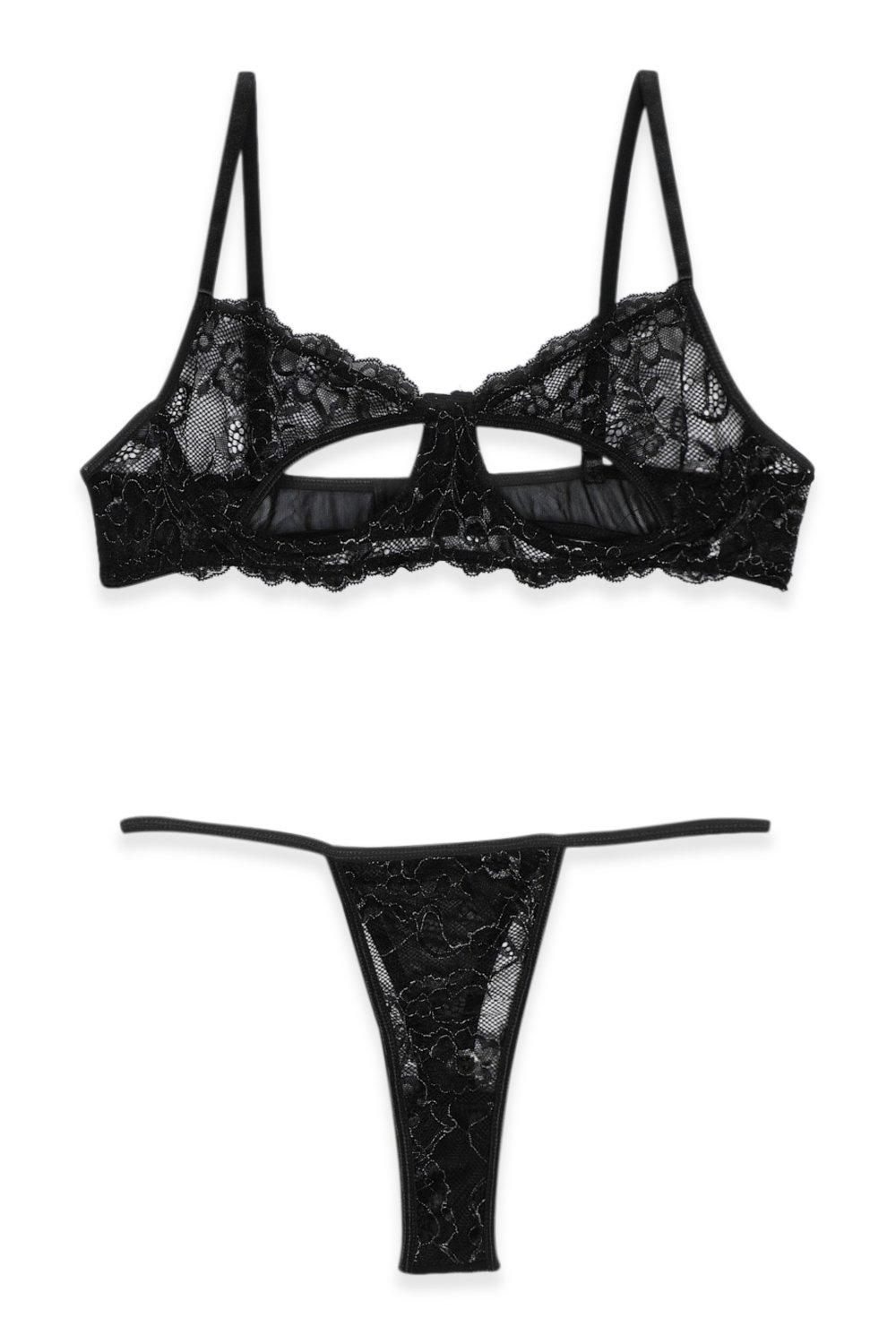 Cut Out Lace Bralet & Thong