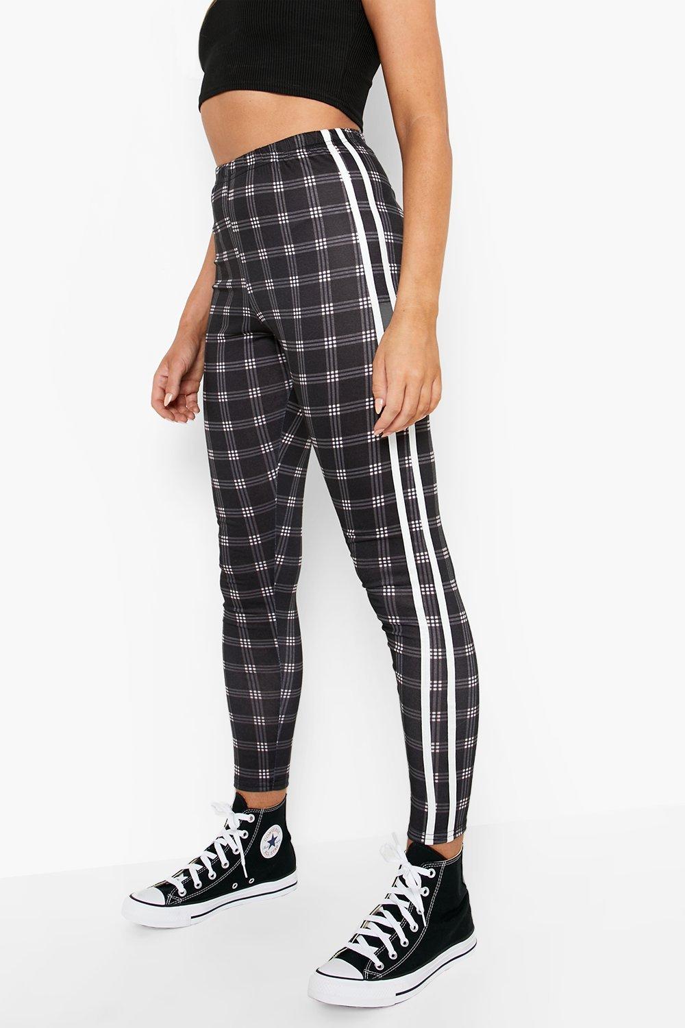 Sports Stripe Check Ankle Leggings