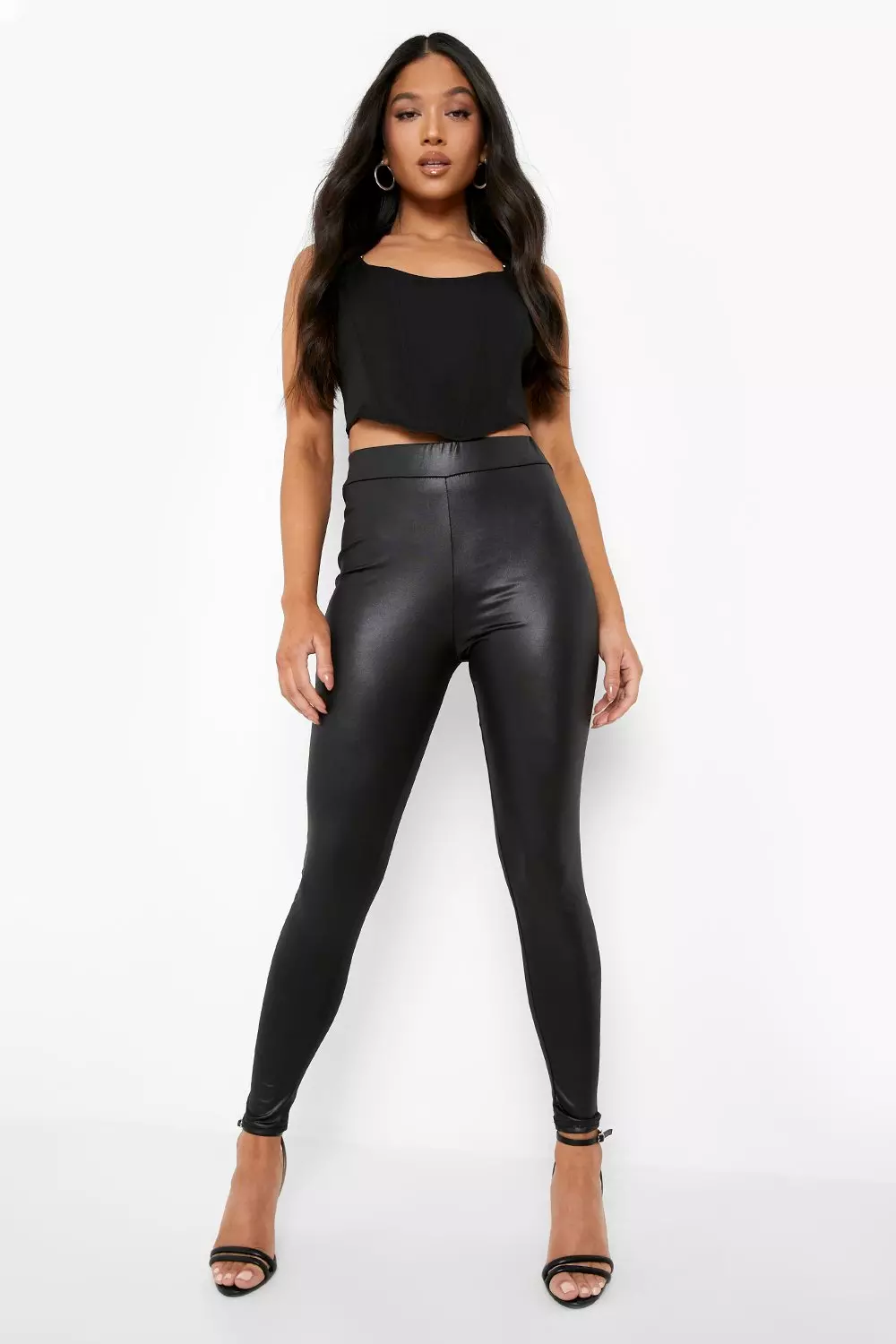 Petite High Waist Wet Look Leggings 2 Pack