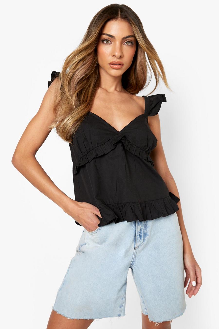 Black Frill Detail Camisole image number 1