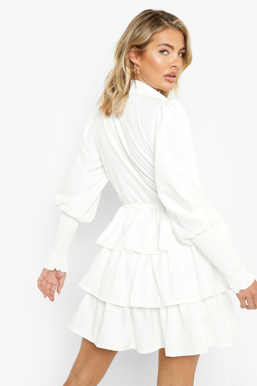 White layered best sale shirt dress