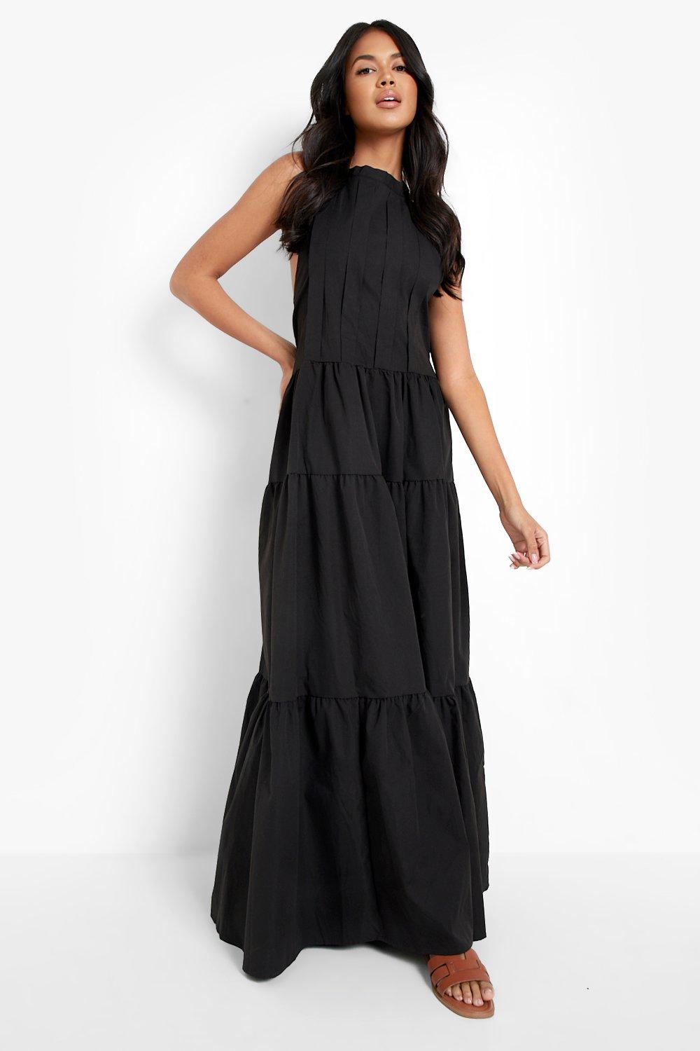 Low Back Halterneck Tiered Maxi Dress | Boohoo UK