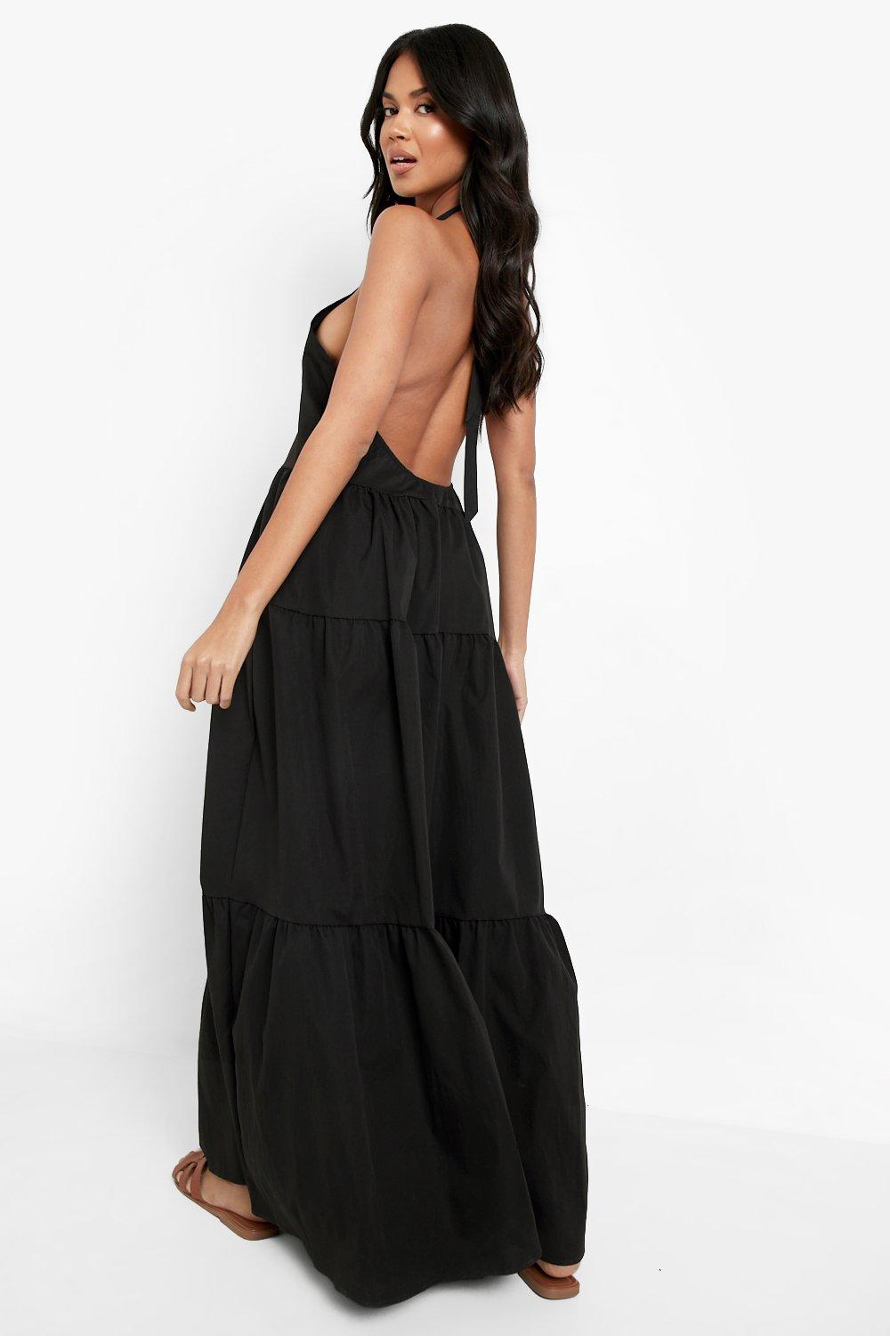 Black low back maxi hot sale dress