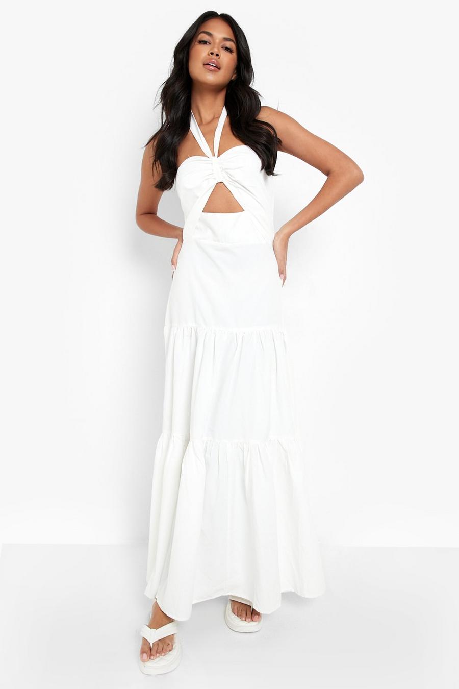White Halterneck Cut Out Maxi Dress image number 1