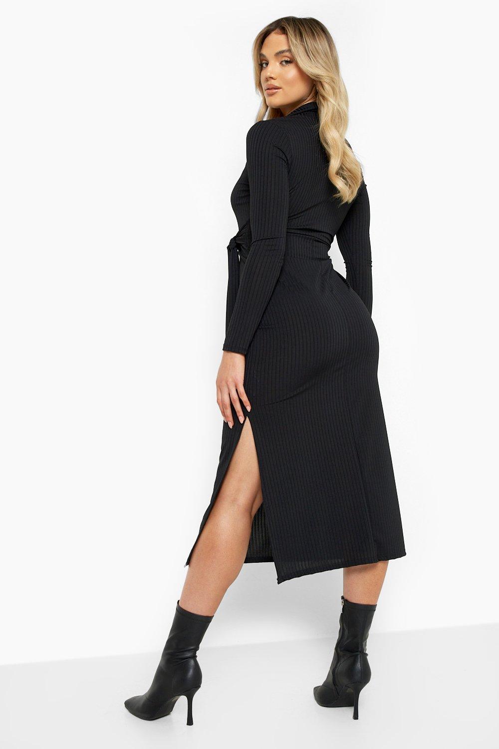 Jumbo rib roll neck hotsell midi dress