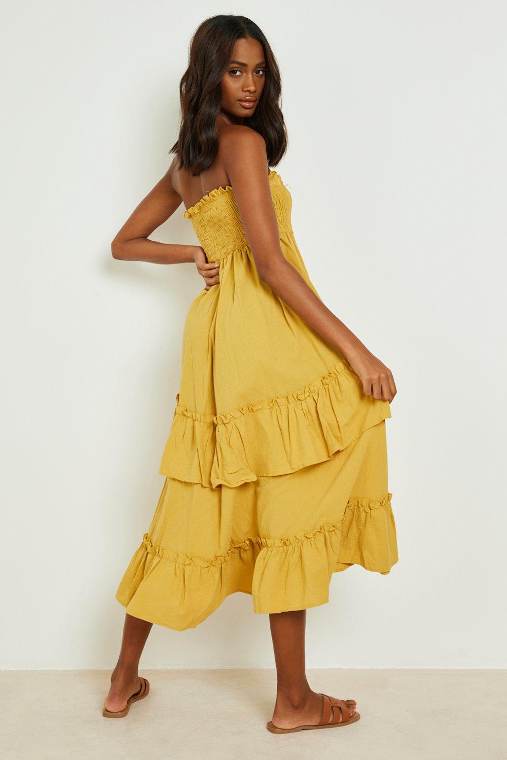 Mustard bandeau outlet dress