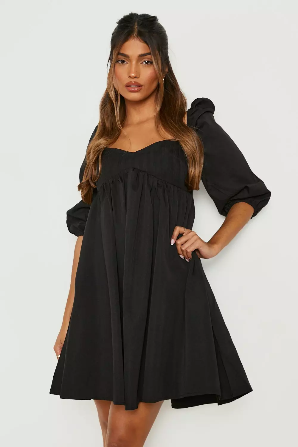 Black mini smock outlet dress