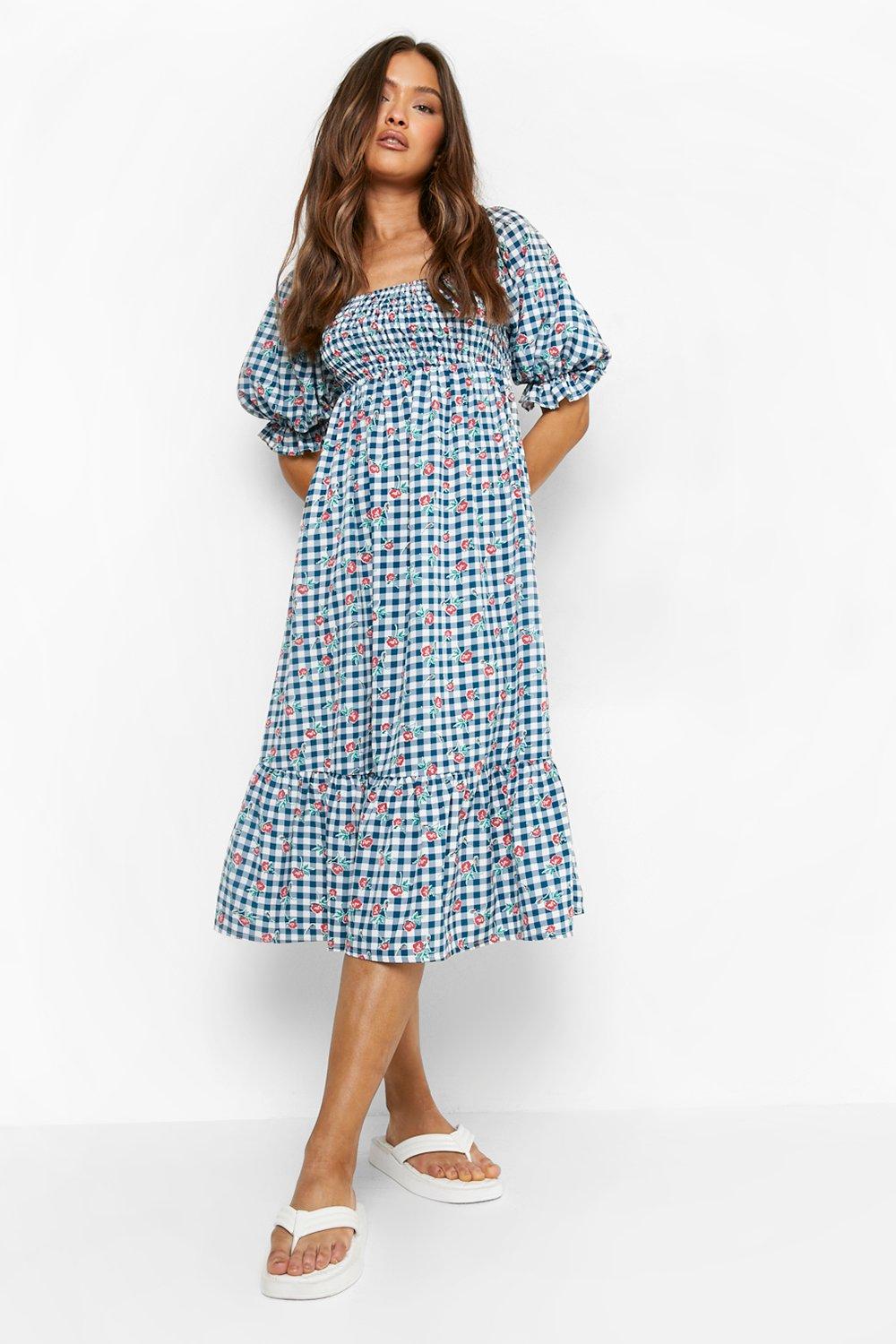 Boohoo checkered cheap dress