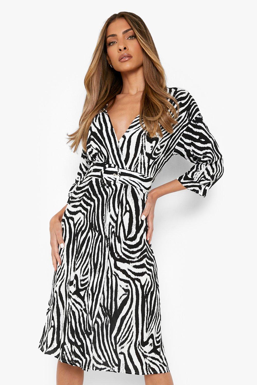 Boohoo animal outlet print wrap dress