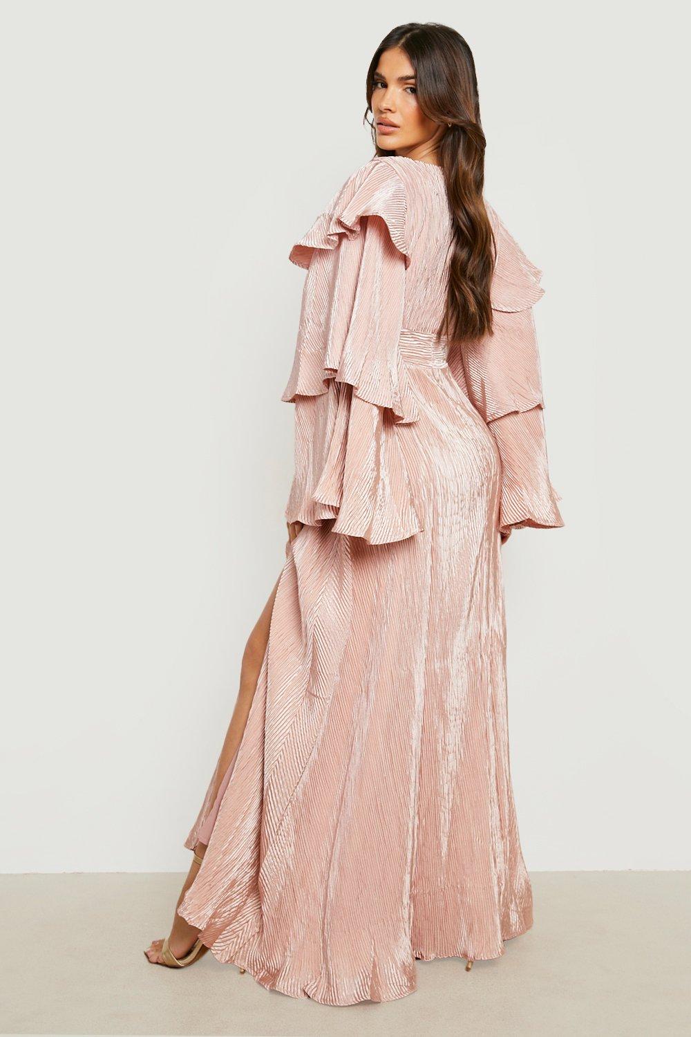 Layered Ruffle Sleeve Maxi Dress