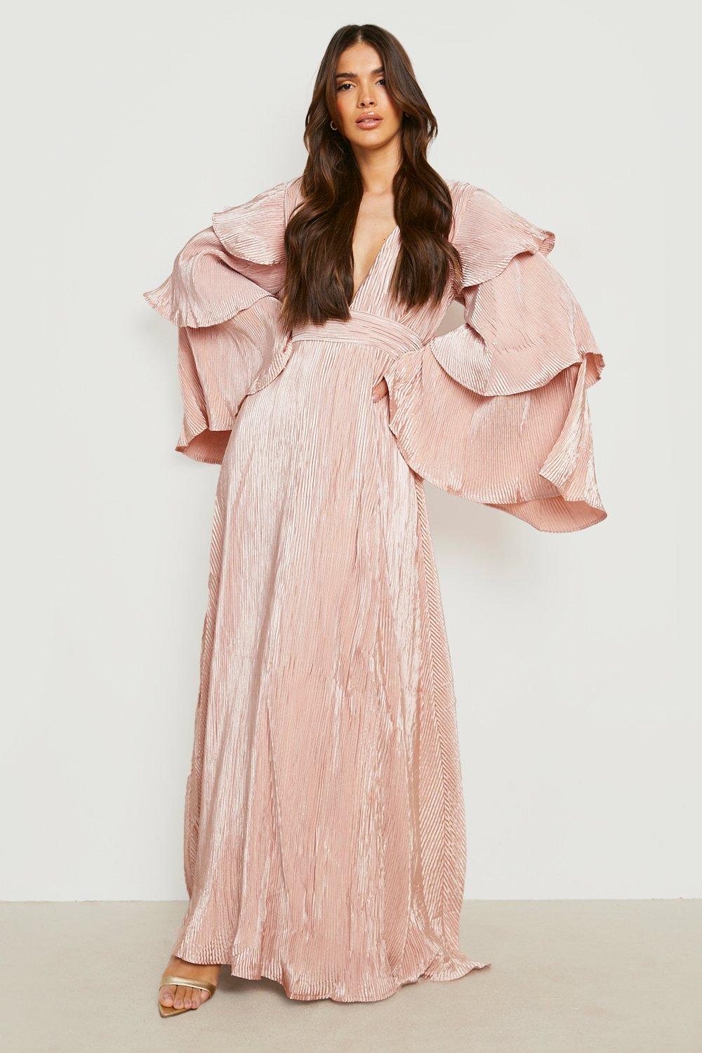 Women's Layered Ruffle Sleeve Maxi Dress | Boohoo UK