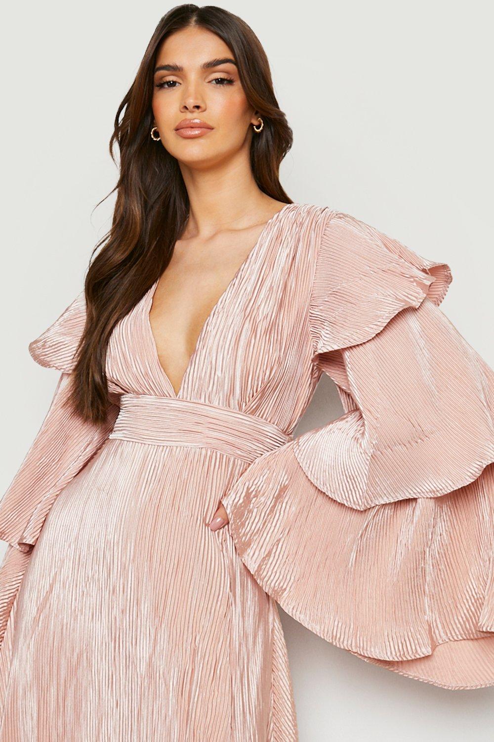 Layered Ruffle Sleeve Maxi Dress