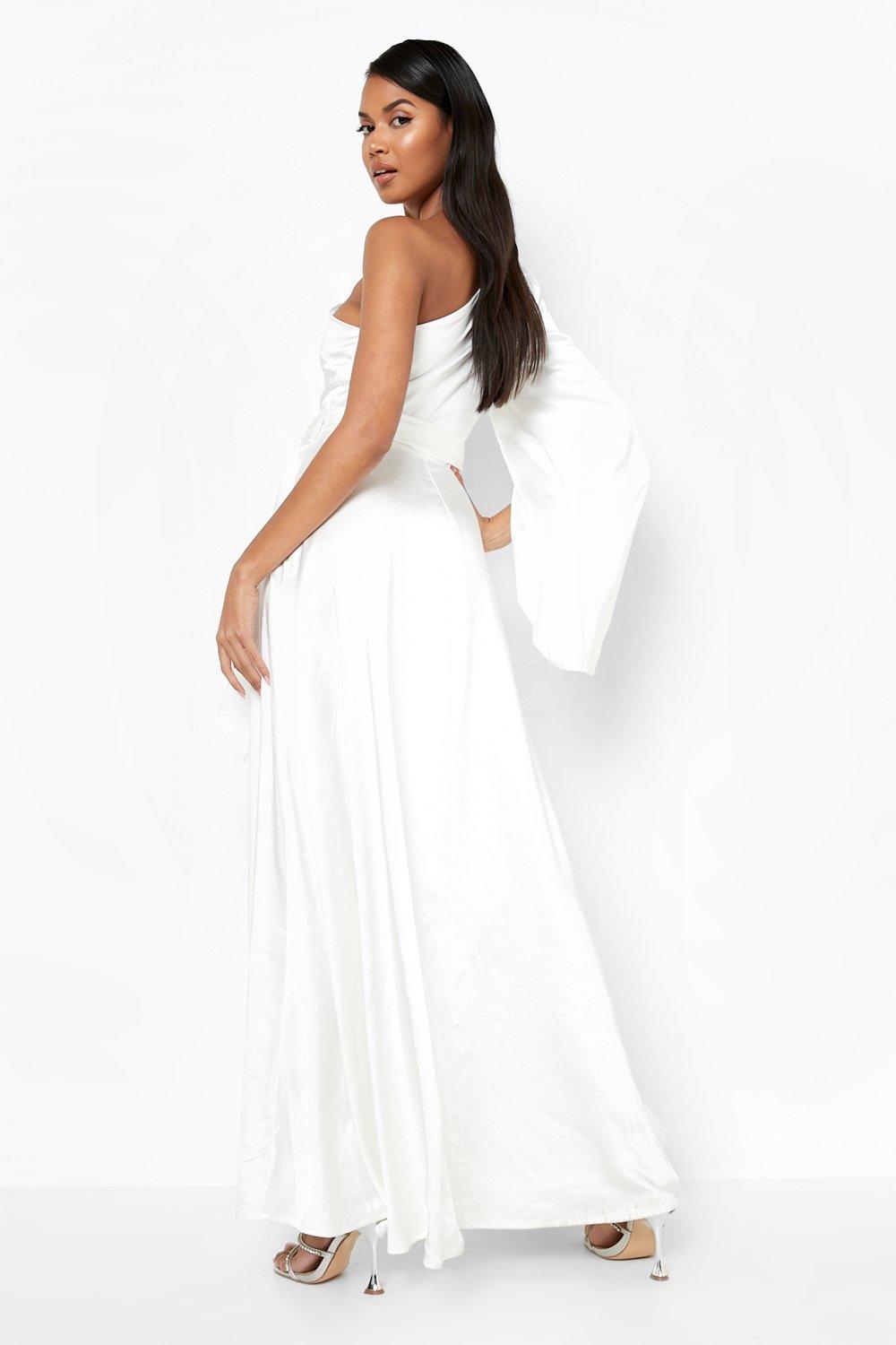 Satin One Shoulder Drape Maxi Dress