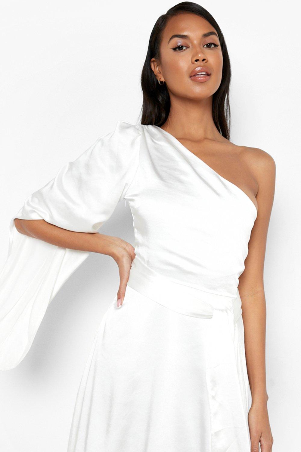 Boohoo long shop white dress