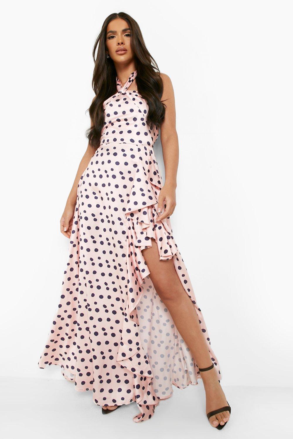 Pink polka clearance dot maxi dress