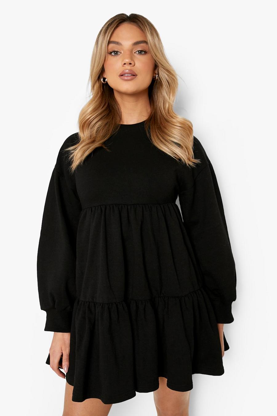 Black Tiered Sweatshirt Dress image number 1