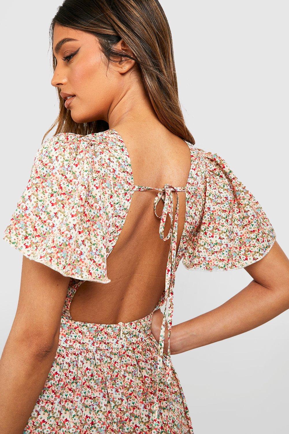 Floral Open Back Maxi Dress boohoo