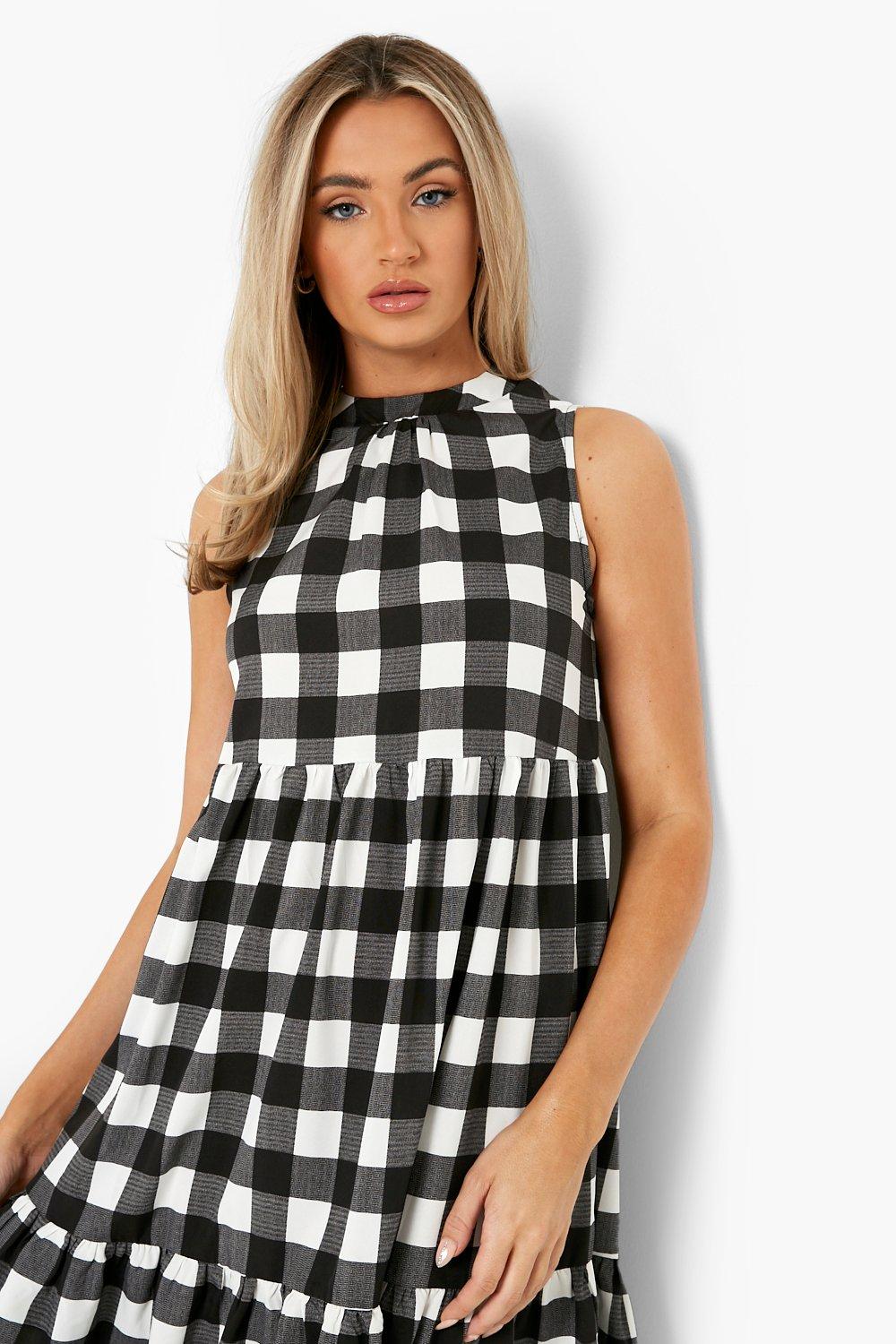 Checked shop sleeveless dress