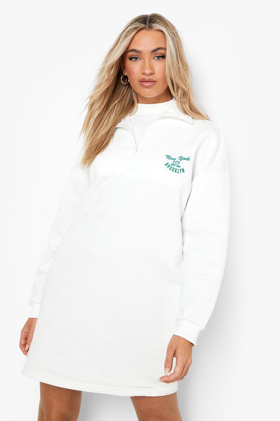 Ecru white Embroidered Double Layer Sweat Dress