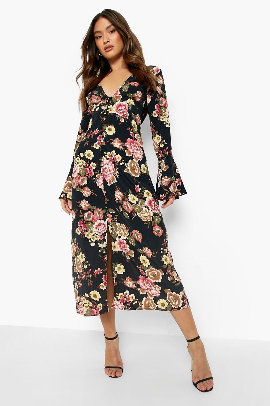 Women's Floral Chiffon Plunge Midaxi Dress | Boohoo UK