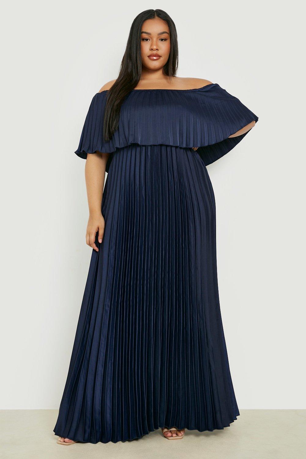 Grande taille Robe longue piss e satin e col bateau boohoo