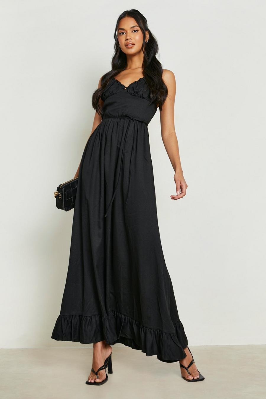 Black Ruched Bust Maxi Cami Dress image number 1