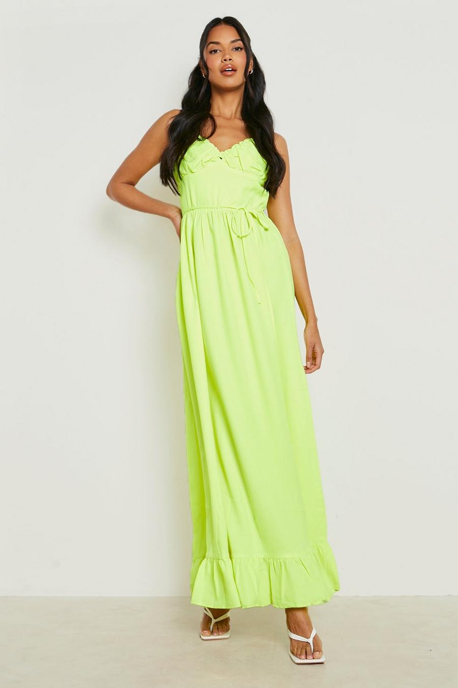 Yellow Ruched Bust Maxi Cami Dress image number 1