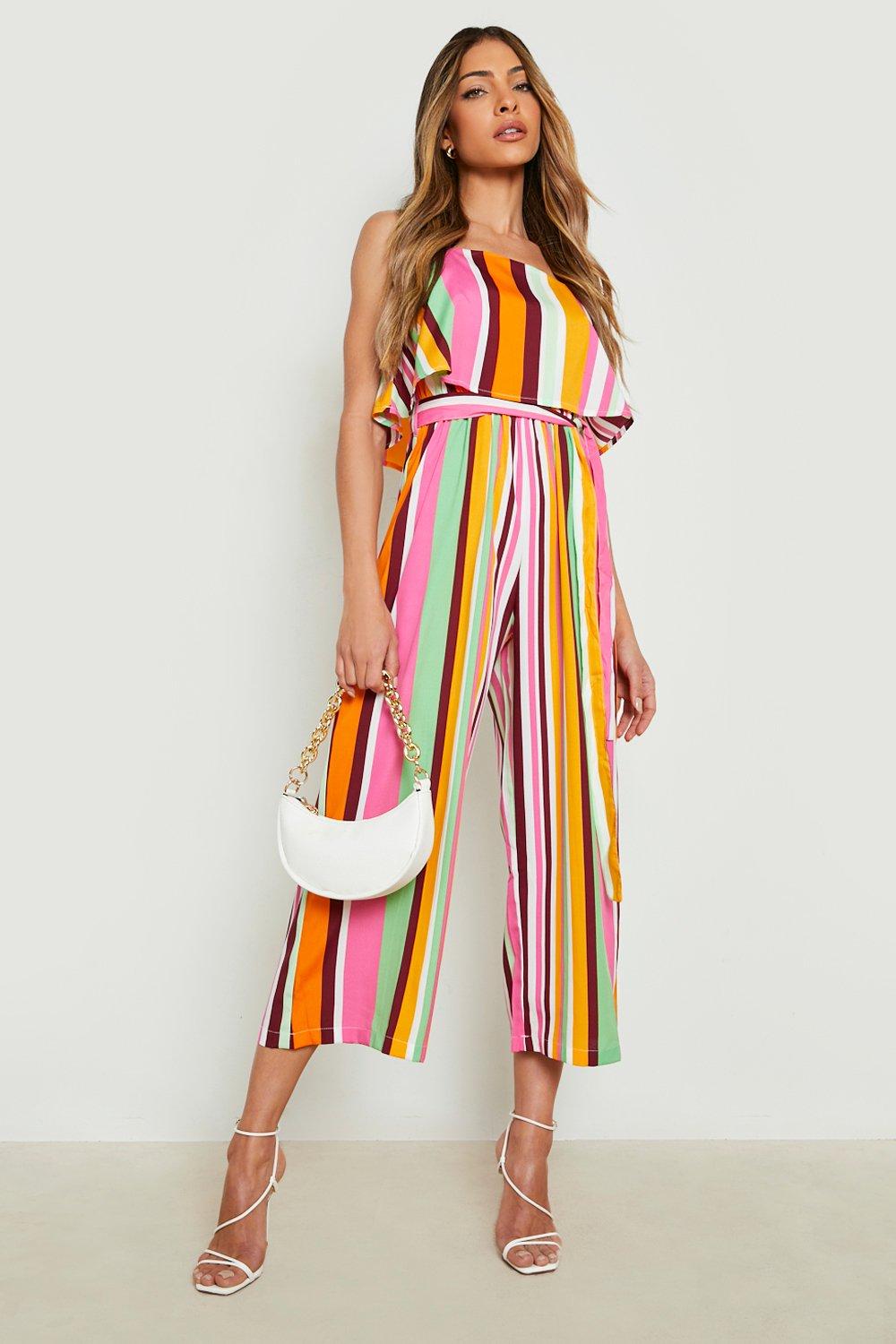 Boohoo stripe best sale cami jumpsuit