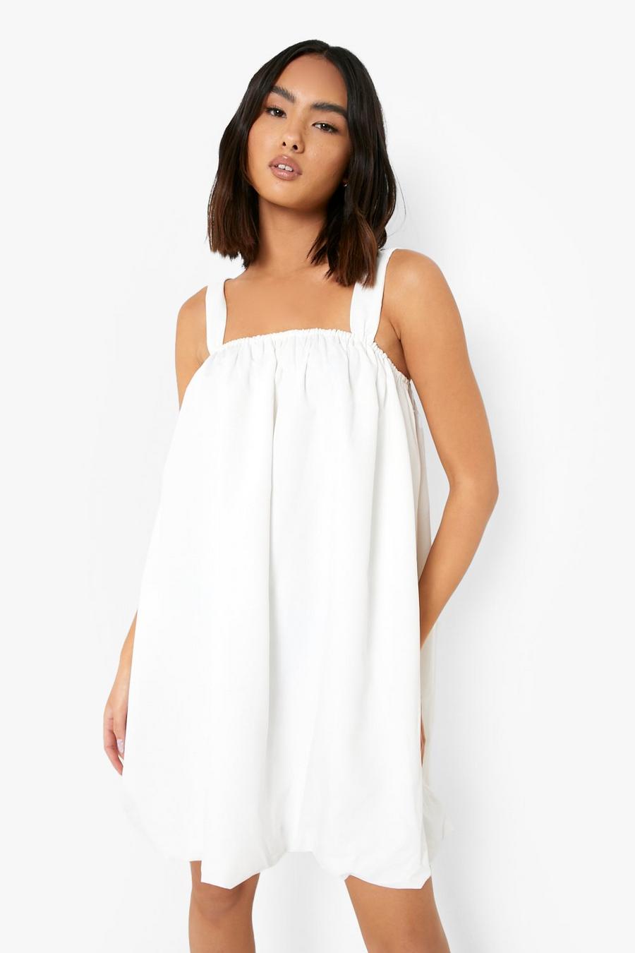 White Strappy Smock Dress image number 1