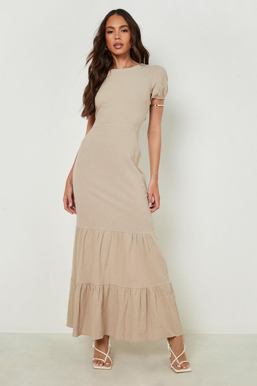 Stone Puff Sleeve Tiered Maxi Dress image number 1