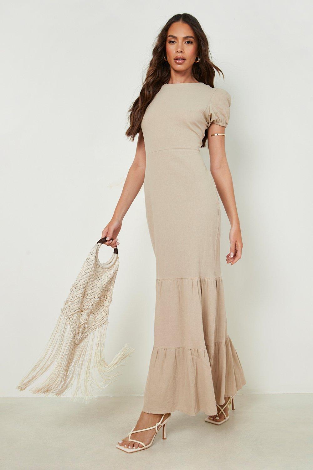 Puff Sleeve Tiered Maxi Dress