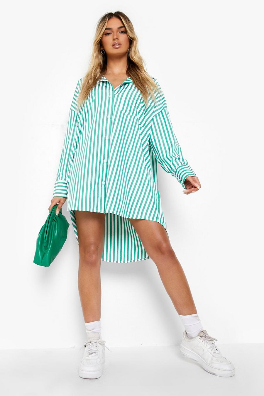 Green Striped Shirt Dress image number 1