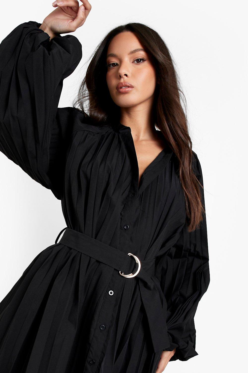 balloon sleeve mini shirt dress