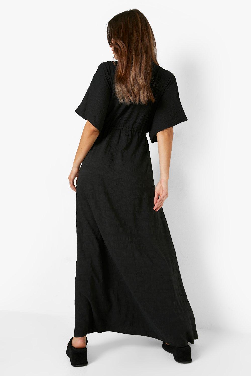 Kimono Sleeve Maxi Dress in Black