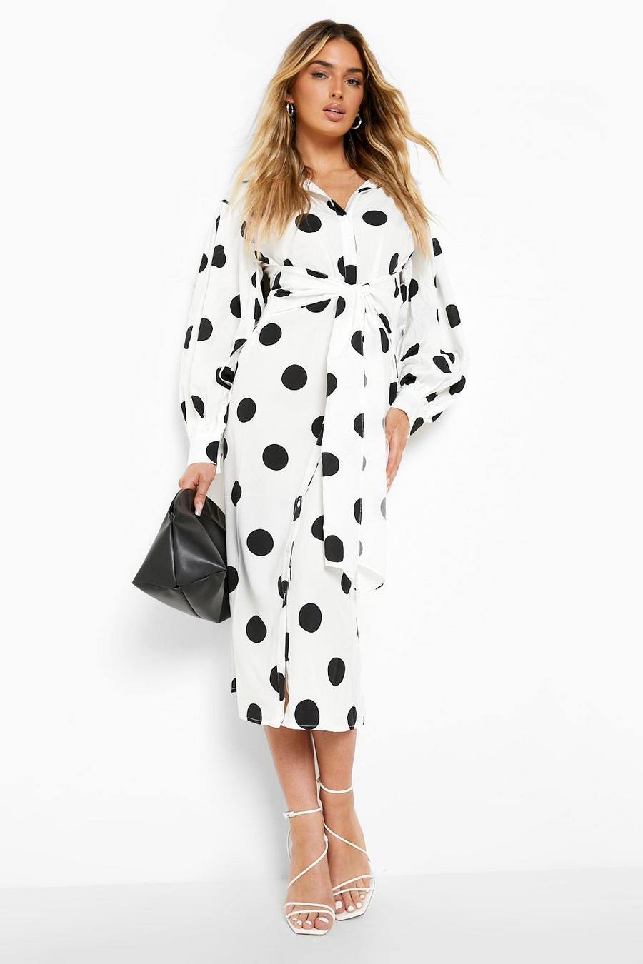 Neuf avec étiquettes BOOHOO Femme Taille 6 Noir Blanc Polka Dot ange manches 3/4 