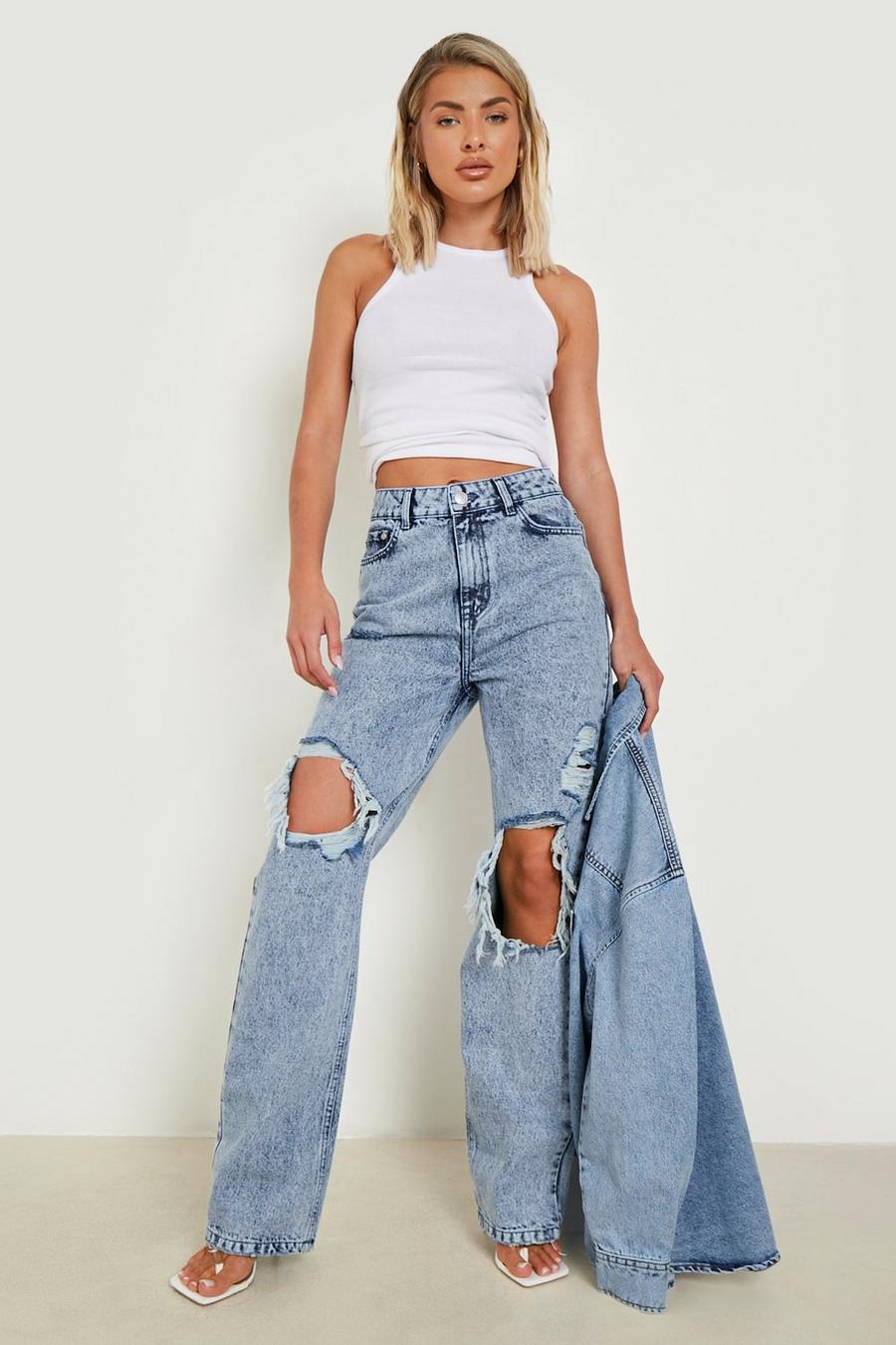 Ice Distressed Wide Leg Jeans image number 1