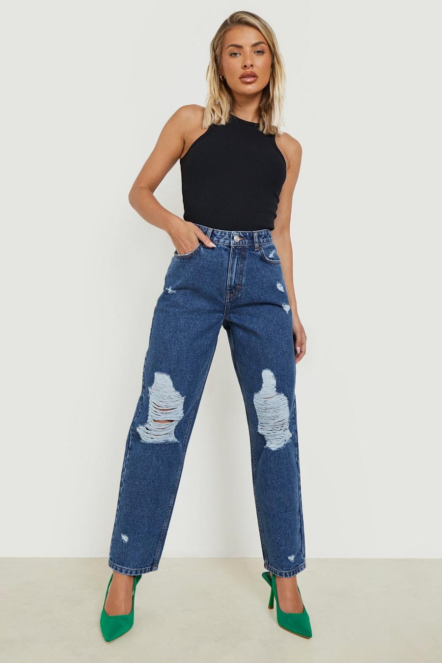 Jeans Mom strappati, Mid blue image number 1