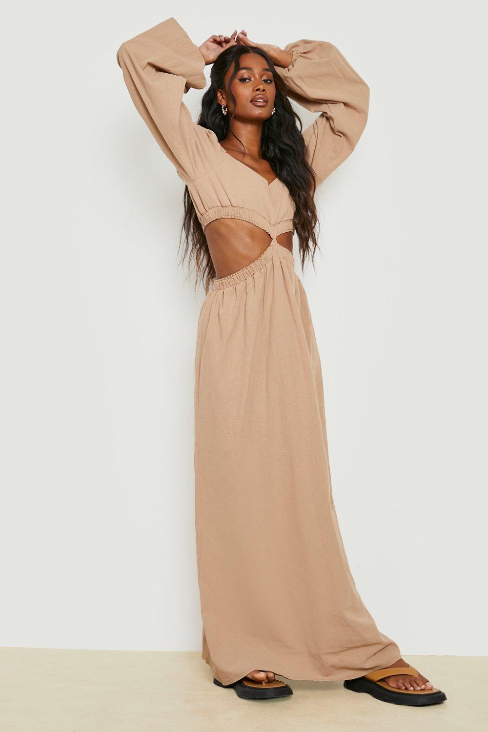 Long sleeve cut on sale out maxi dress