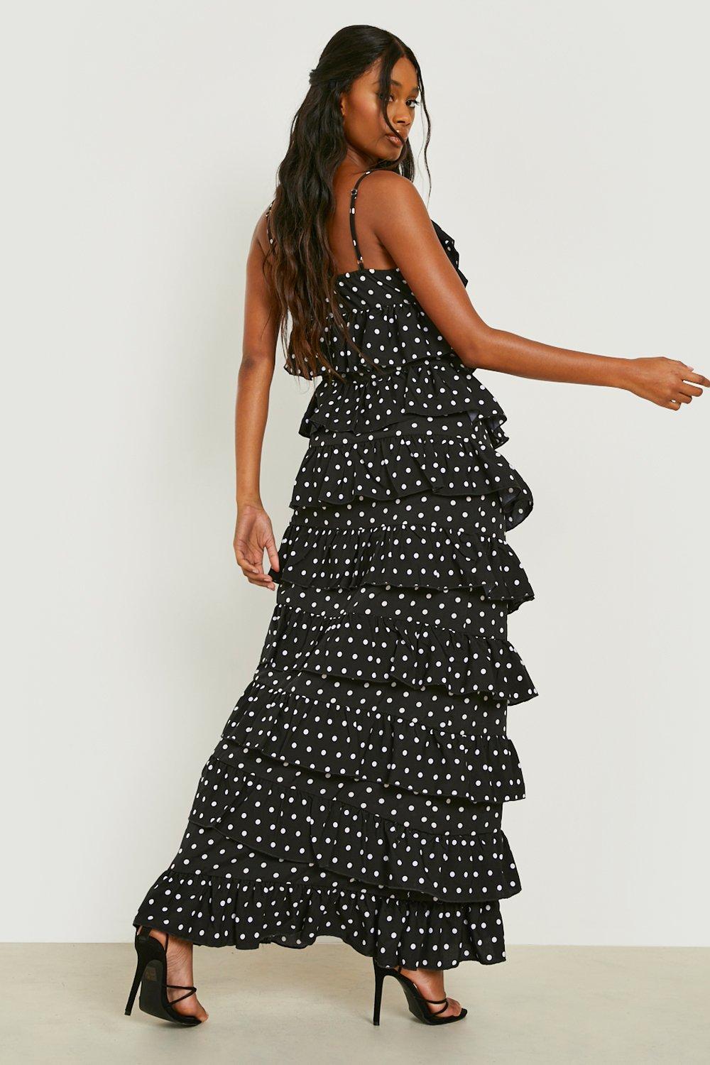 Amazon.com: WAYF Women's Tiered Maxi Dress, Black Polka-Dot
