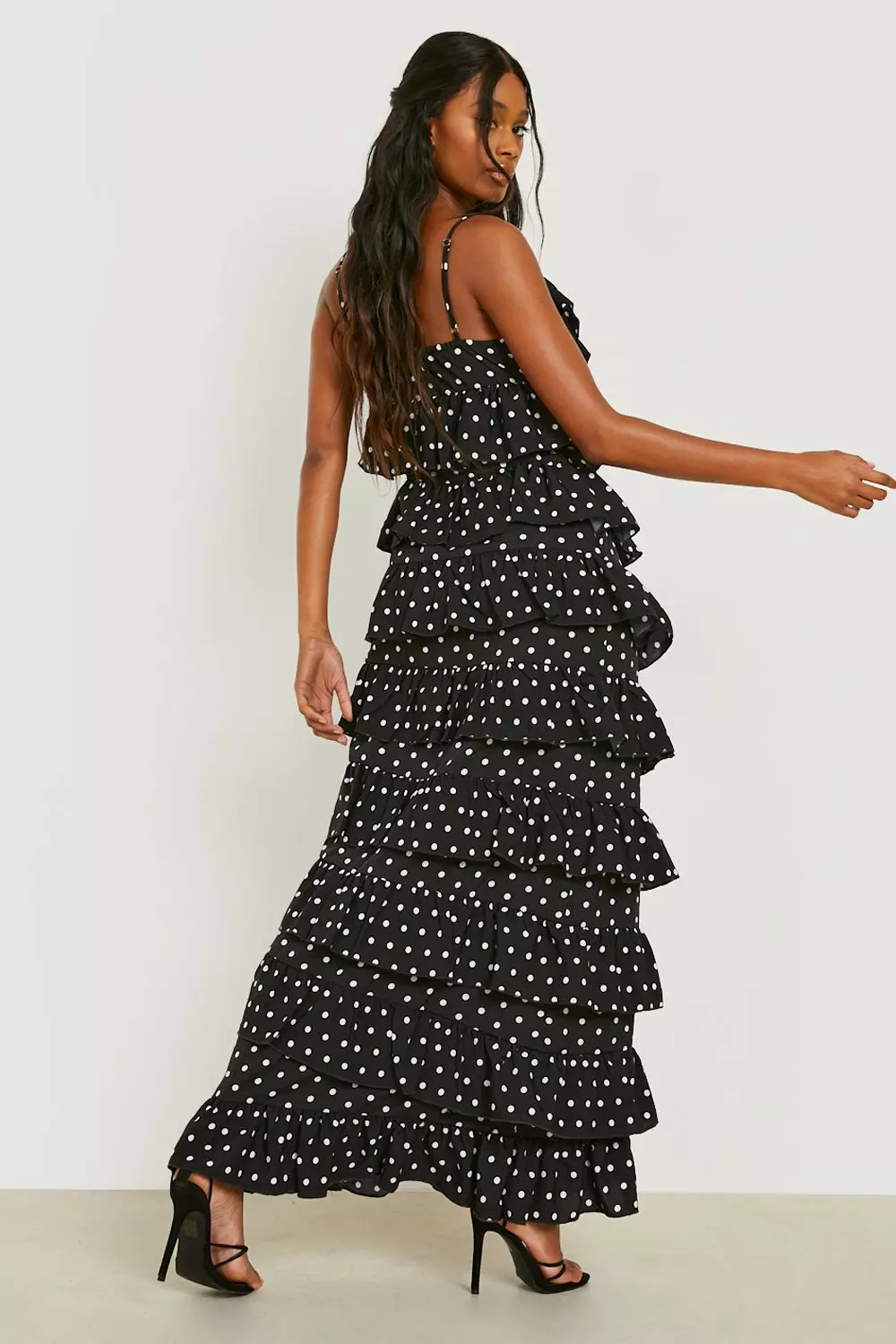 Polka dot on sale tiered maxi dress