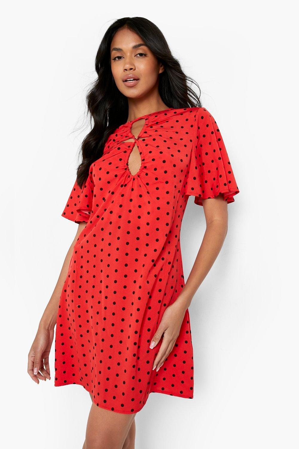 Boohoo red polka outlet dot dress