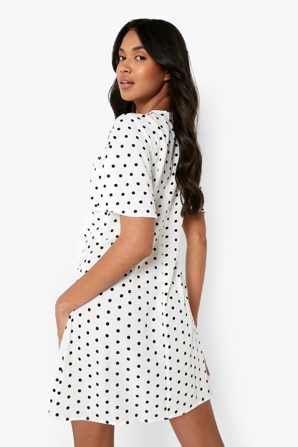 Polka Dot Cut Out Front Shift Dress boohoo UK