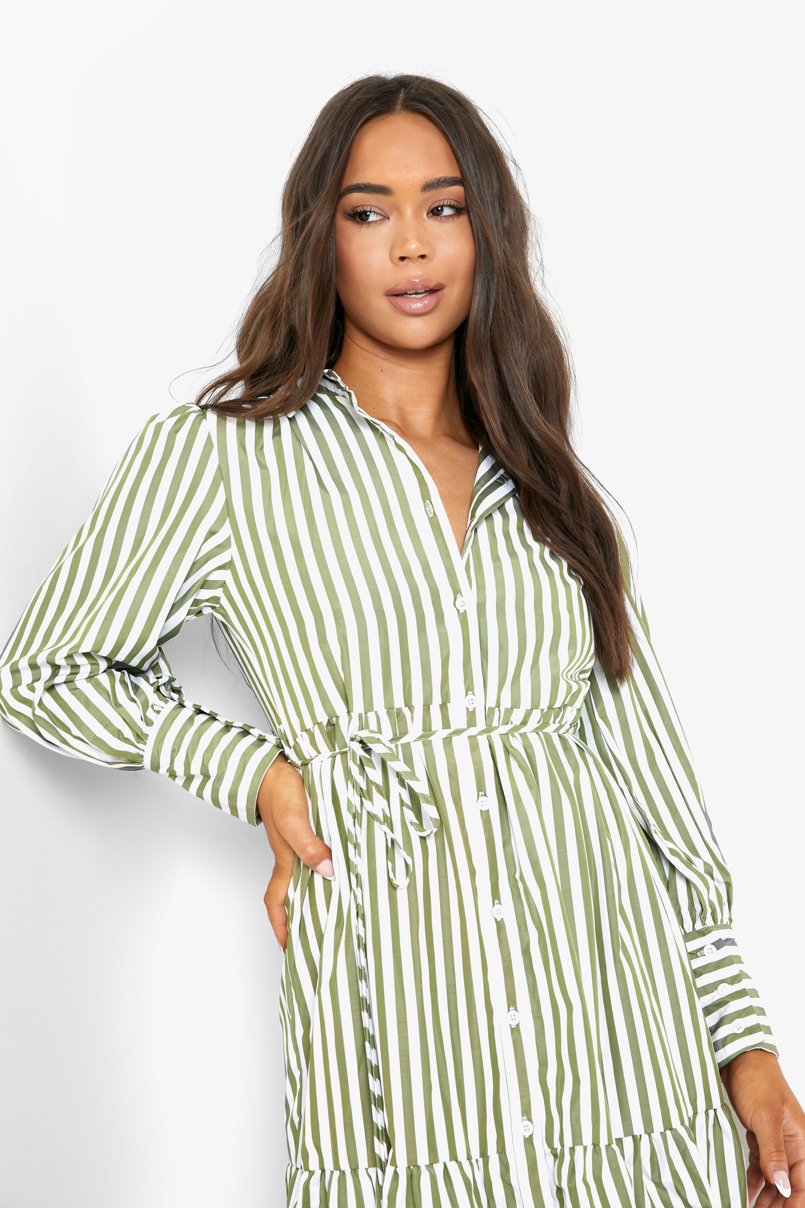 Striped midi shirt dress online