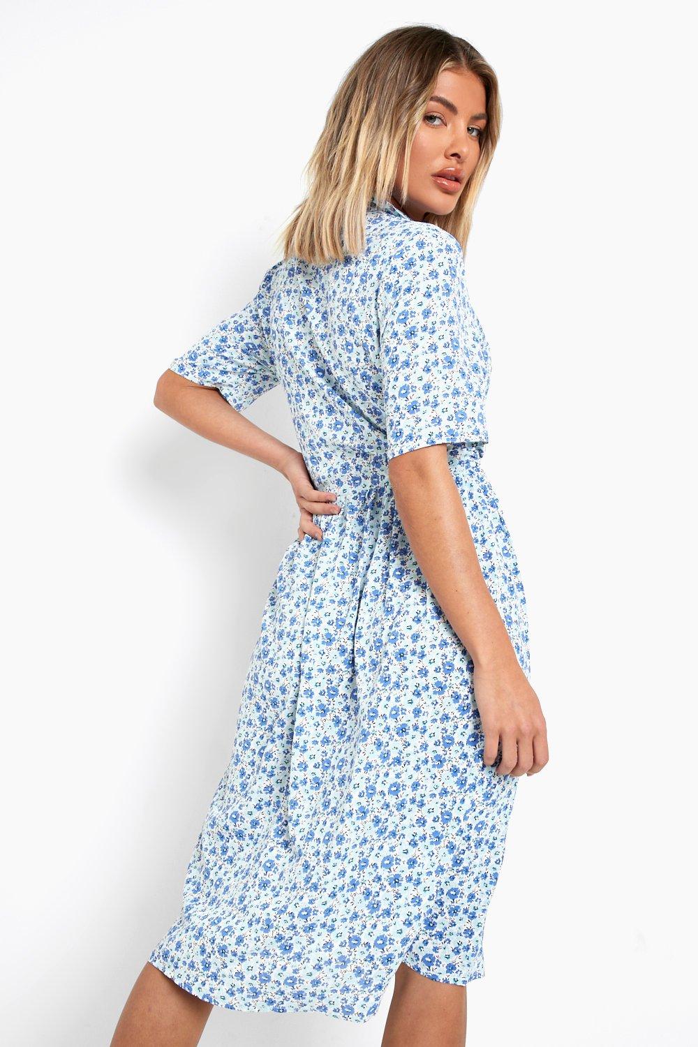 Blue ditsy floral dress hotsell