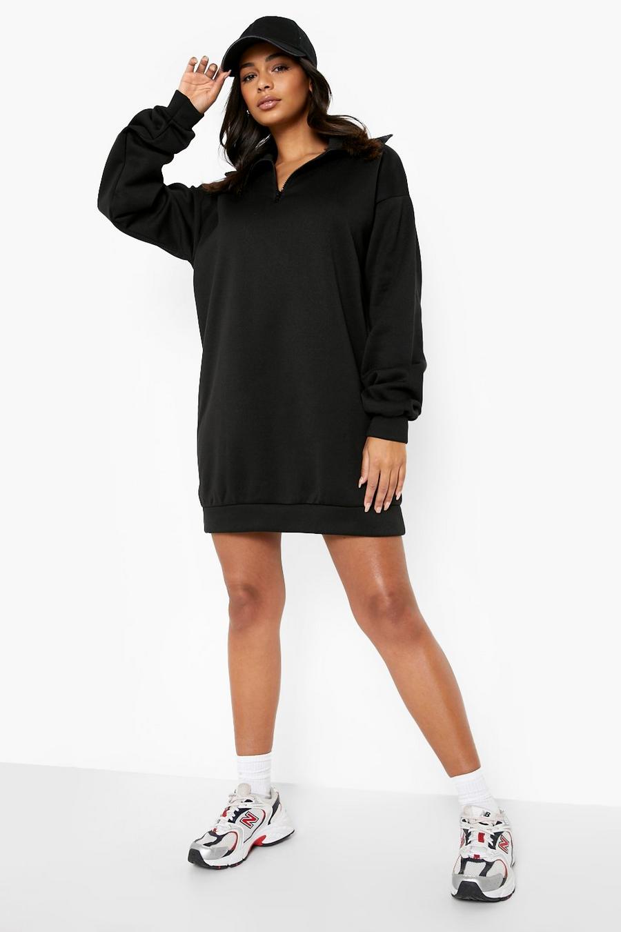 Sweatshirt-Kleid mit Reißverschluss, Black image number 1
