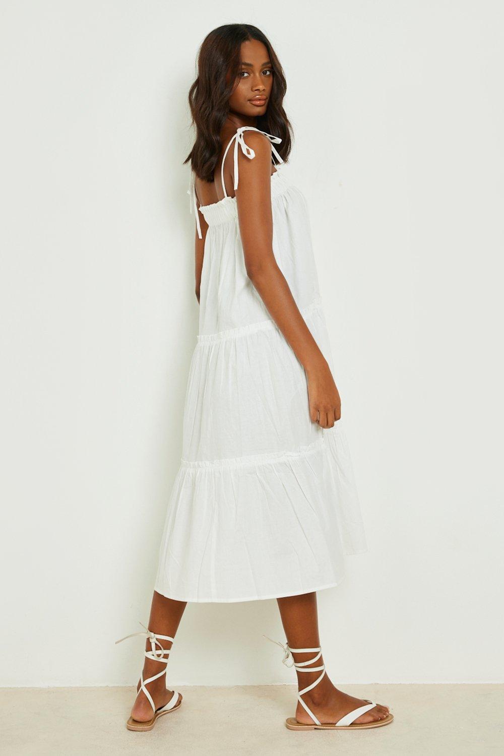 white cotton swing dress