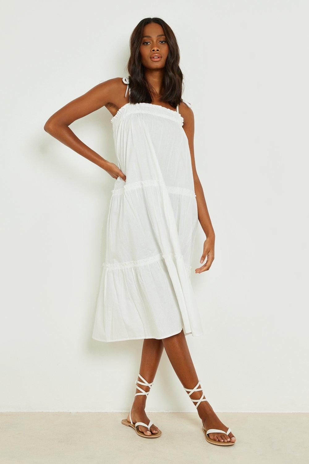 white cotton swing dress