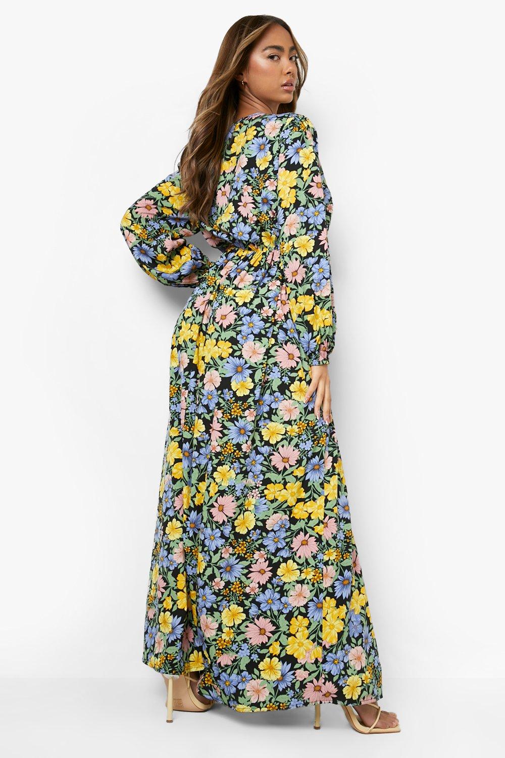 Floral Rouched Maxi Smock Dress | boohoo