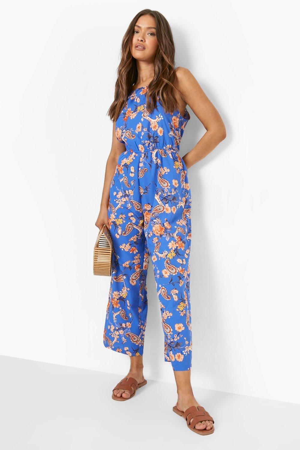 Blue store paisley jumpsuit